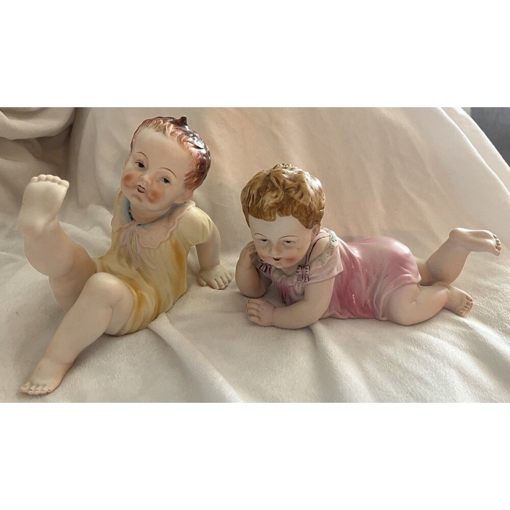 Vintage Japanese Porcelain Piano Baby Figurine Set - No Chips/Cracks - 6638A & C